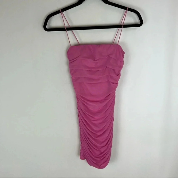 Hello Molly Ruched Hot Pink Mini Dress Size XS - Picture 3 of 7
